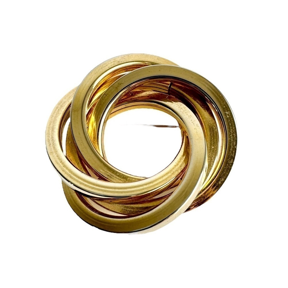 Vintage Gold Tone Concentric Circles Brooch Wreath Statement Large Cocktail Pin